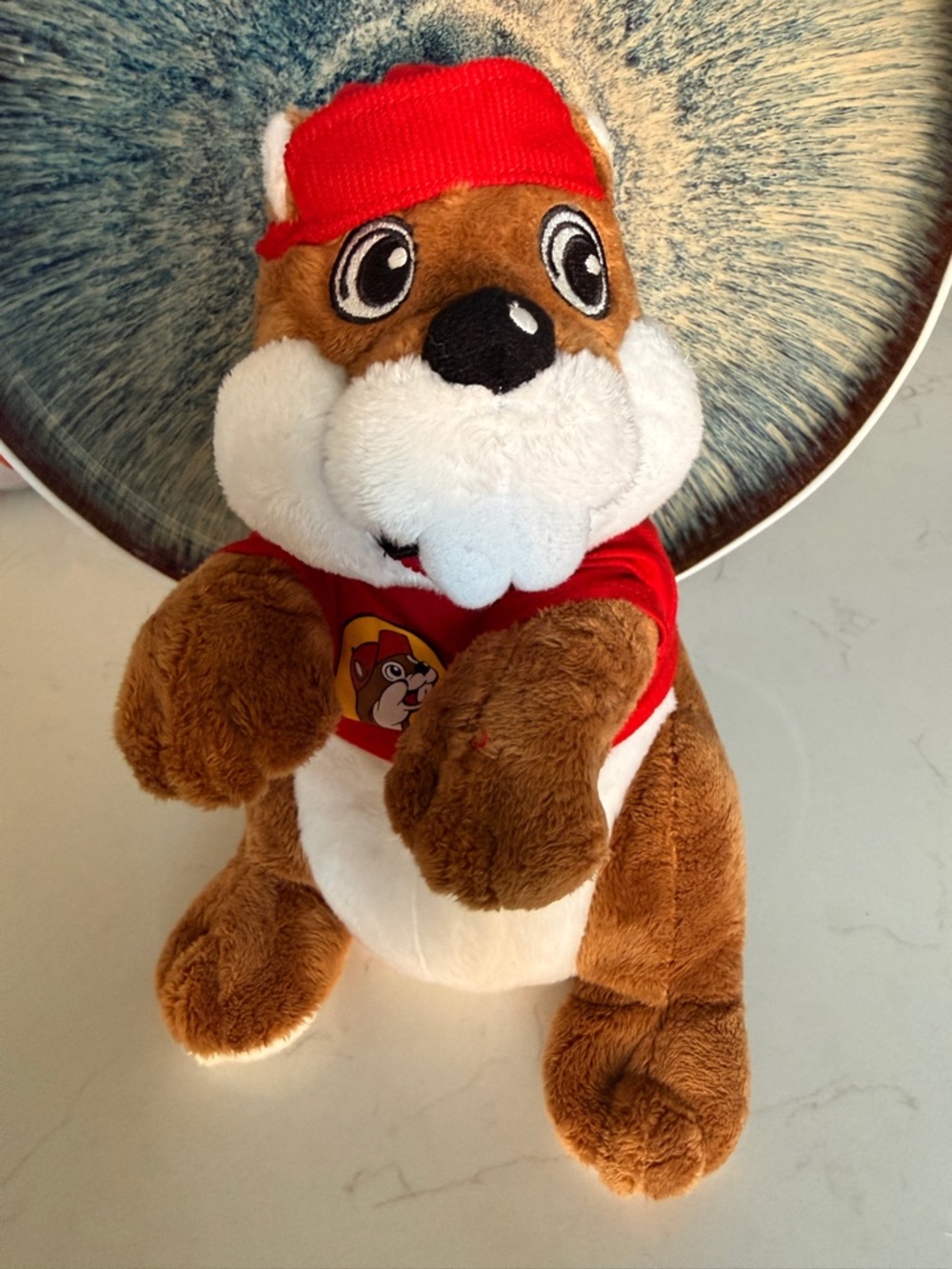 Red-Hatted Brown & White Plush Beaver – Branded Character Toy